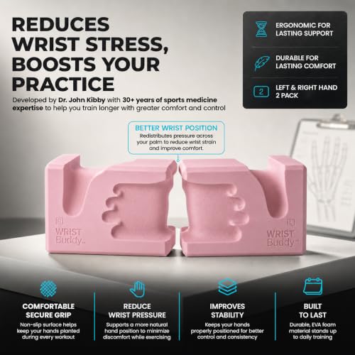 WRISTBuddy® Yoga Blocks 2 Pack, High Density Non-Slip, Hand-Shaped Design - color: Blush Pink