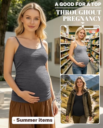 3 Pack Women's Maternity Tank Tops - color: Light Mixed Gray, Dark Mixed Gray, Black, size: X-Large