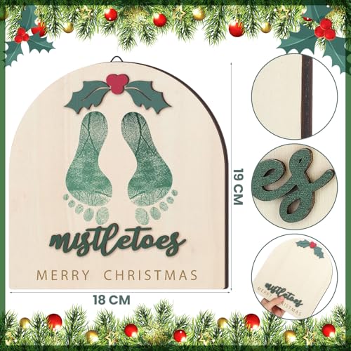 Beeveer Christmas Baby Footprint DIY Crafts Mistletoe, Classic - style: Classic