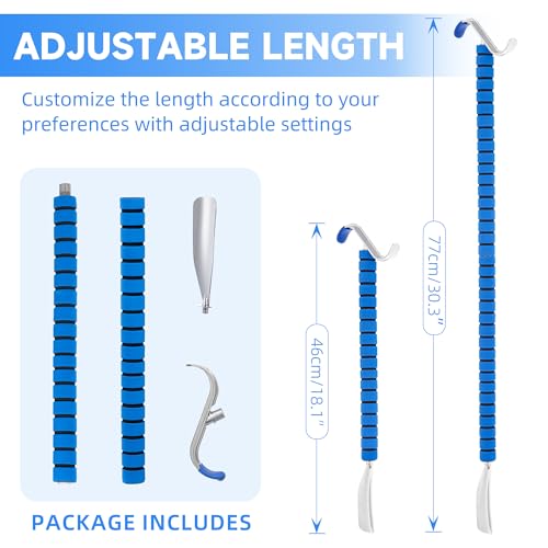 Fanwer Metal Long Shoe Horn with Dressing Stick - Shoe Horn Long Handle for Seniors, Disabled, Elderly | Adjustable Dressing Aid for Post-Surgery, Limited Mobility | Sock Remover & Shoe Helper Tool