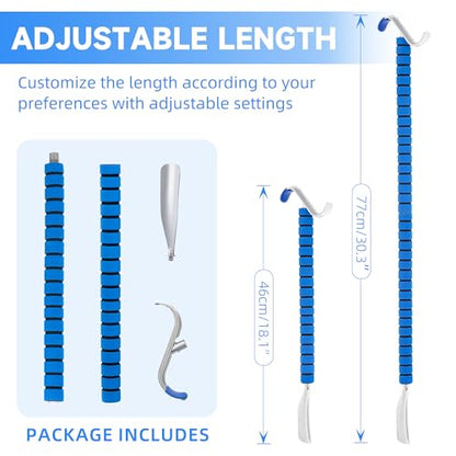 Fanwer Metal Long Shoe Horn with Dressing Stick - Shoe Horn Long Handle for Seniors, Disabled, Elderly | Adjustable Dressing Aid for Post-Surgery, Limited Mobility | Sock Remover & Shoe Helper Tool