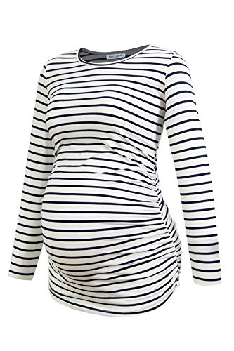 Smallshow Women's 4 Pack Maternity Shirts Long Sleeve - color: Army Green-black-deep Green-white Stripe(4 Pack), size: Small