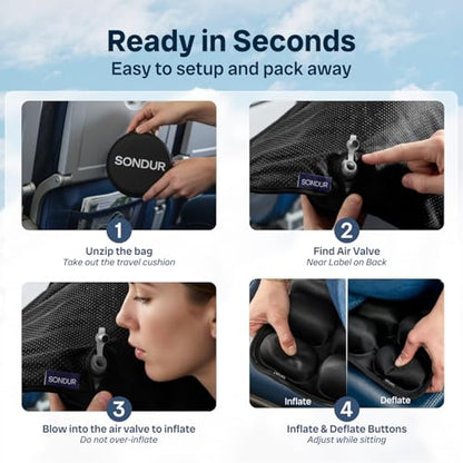 Travel Cushion for Long Flights – Inflatable Airplane Seat Cushion