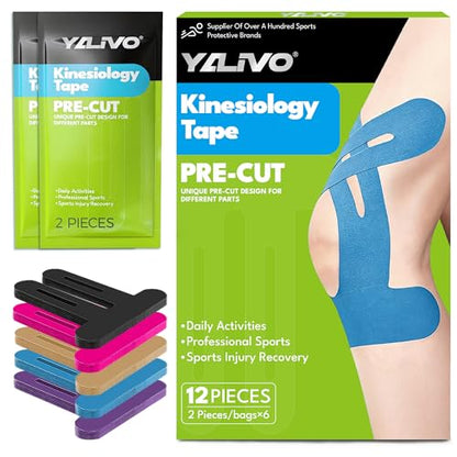 Precut Kinesiology Tape for Knees, 24 Pcs Individual Packaged (Blue) - color: Blue, size: 24PCS