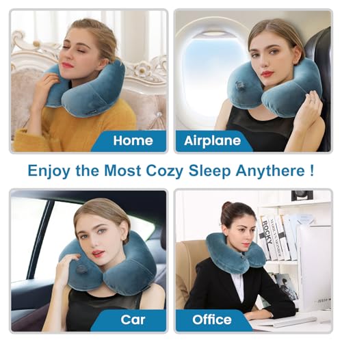 Keemall Inflatable Travel Neck Pillow for Airplane & Long Flights, 2 Pack - color: Deep Grey-2 Pack, size: Medium