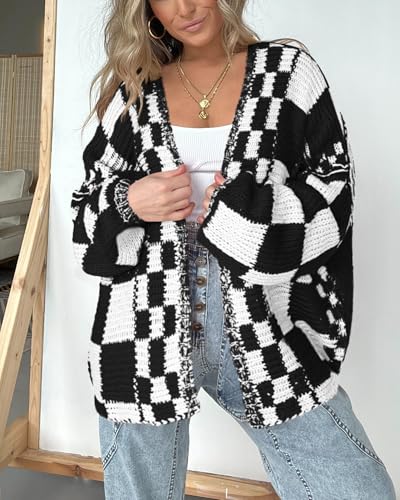 BTFBM Casual Cardigan Sweater for Women Fall 2026 Long Sleeve Sweaters - color: Black, size: X-Large