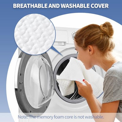 Memory Foam Knee Pillow for Back Sleepers, Spinal Alignment, White - color: White