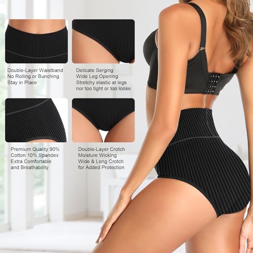 UMMISS Womens Underwear Cotton High Waisted Tummy Control Panties Plus Size Full Coverage Ladies Briefs - color: C-multi-5 Pack, size: 3X-Large-4X-Large