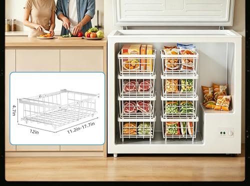 6 Pack Expandable Freezer Organizer Bins, Stackable Chest Freezer Basket - color: White, size: 6 Packs