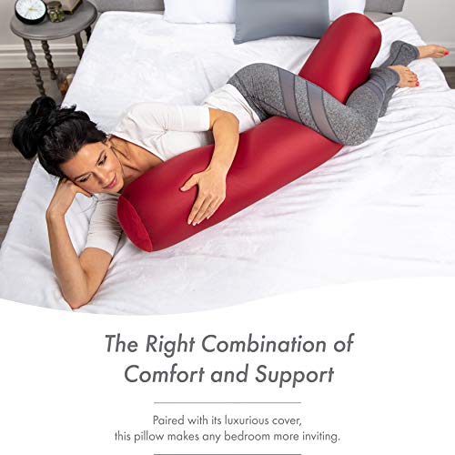 Microbead Body Pillow, Side Sleeping & Pregnancy, 48x8 in, Maroon - color: Maroon, size: Pillow & Cover