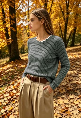 WIHOLL Womens Long Sleeve Shirts Lightweight Tunic Fall Top Sweaters 2026 - color: 02-green, size: Large