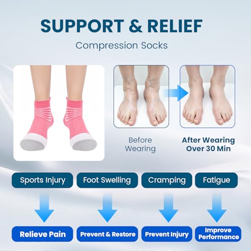 IRAMY Compression Ankle Support Socks Women - Wicking, Cushioned Athletic, Plantar Fasciitis Relief 2/3/6 Pairs - color: Grey(2 Packs), size: Small