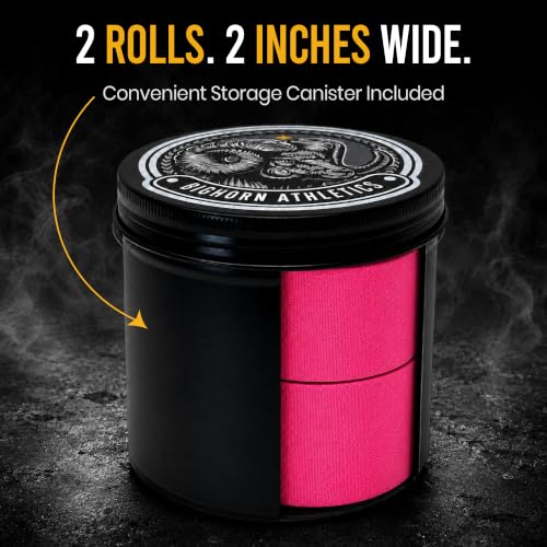 Precut Kinesiology Tape with Tin, 40 Strips 2"×10", Pink - color: Pink