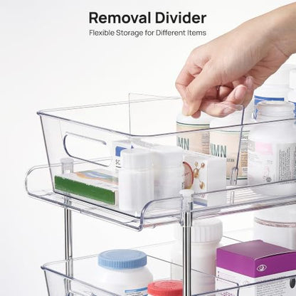 Vtopmart 2 Pack Larger Pull Out Bathroom Under Sink Organizer (M-Standard) - color: Transparent, size: M-Standard (2 Pack)