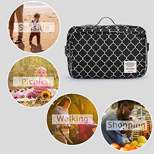 GOGOSO Small Diaper Bag, Mini Stroller Organizer Accessory with Wipe Pockets Caddy Parent Console with Hook Fit All Strollers, Black - color: geometry