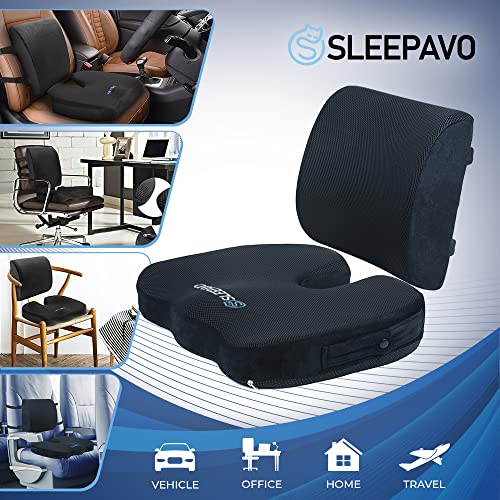 Sleepavo Memory Foam Seat Cushion for Sciatica Tailbone Coccyx Pain Relief