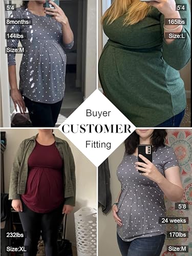 Glampunch Maternity Tops, Front Pleat Peplum Tunic Top Pregnancy Shirts - color: A3 Black, size: Medium