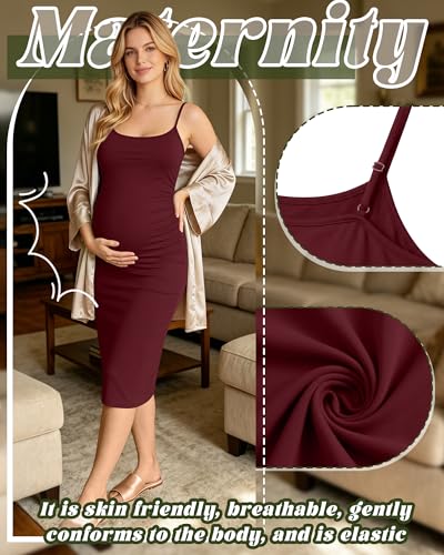 3 Pack Maternity Summer Slip Dress - color: Burgundy, Navy Blue, Black, size: Large