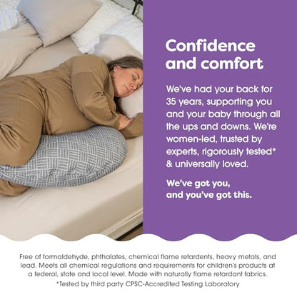 Boppy Cuddle Pregnancy Pillow, Compact Maternity Support for Side Sleepers - color: Gray Basket Weave