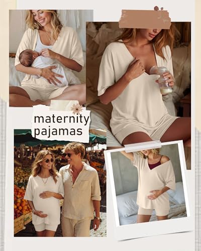 Women's 2 Piece Maternity Oversized Set - color: Cream White, size: Small