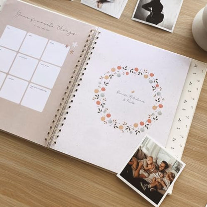 Peachly Baby Book for Girl - First Year Memory Book Keepsake - Clementine - color: Clementine