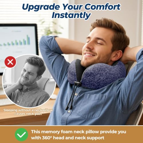 ExploreBliss Travel Pillow, Neck Pillow Airplane, Mottled Blue - color: Mottled Blue