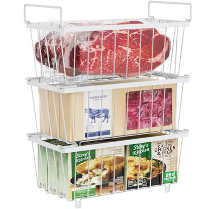iSPECLE Freezer Organizer - Small Storage Baskets for 7 Cu.Ft, 3 Pack - color: 3-Pack White