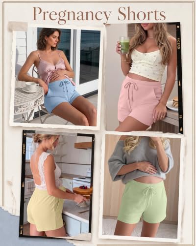Ficerd 4 Pack Women's Maternity Athletic Shorts - color: Blue, Light Pink, Green, Pale Yellow, size: Small