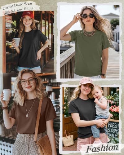 Huukeay 3 Pack Women's Nursing Tops - color: Army Green, Brown, Black, size: Small