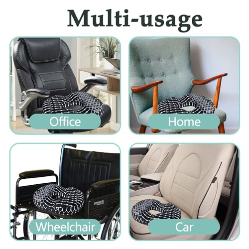 Donut Pillow for Hemorrhoids Seat Cushion for Tailbone Pain Relief - color: Black
