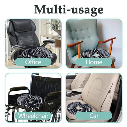 Donut Pillow for Hemorrhoids Seat Cushion for Tailbone Pain Relief - color: Black