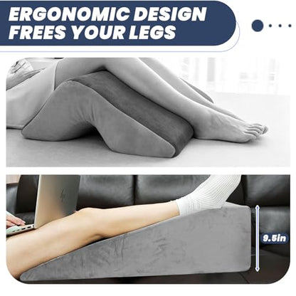 Arc-Designed Leg Elevation Pillow for After Surgery – 9.5" Height Knee Replacement Recovery Aid, Bone Foam Knee Surgery Pillow for Hip & Ankle Pain Relief, 29.5" x 13" x 9.5" - size: Basic-layer