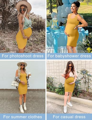 Peauty B Shape Side Ruch Maternity Tank Dress Bodycon Midi Dress - color: Ginger, size: Medium