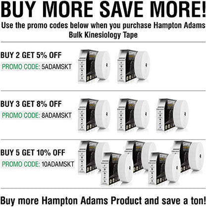 Hampton Adams Kinesiology Tape, Uncut Roll, Waterproof Muscle Support - color: White, size: 2in x 135ft (1 Roll)
