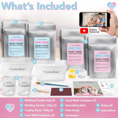 Luna Bean Baby Casting Kit - Hand & Foot Keepsake Mold, 4pc, New Mom Gift - style: 4 Castings Kit