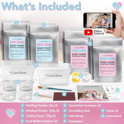 Luna Bean Baby Casting Kit - Hand & Foot Keepsake Mold, 4pc, New Mom Gift - style: 4 Castings Kit