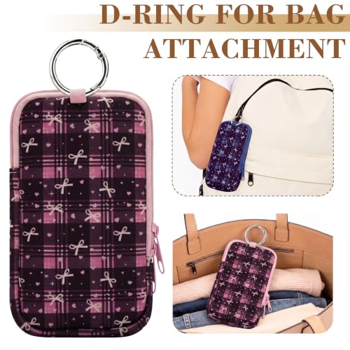 2PCS Tampon Holder Zipper Pouches Portable Period Bags (Plaid bow) - color: Plaid bow