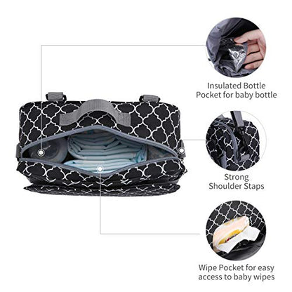 GOGOSO Small Diaper Bag, Mini Stroller Organizer Accessory with Wipe Pockets Caddy Parent Console with Hook Fit All Strollers, Black - color: geometry