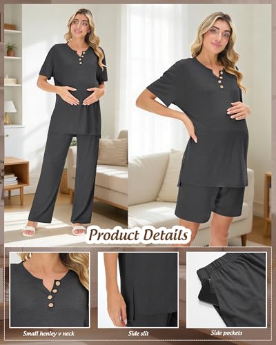 Women Maternity Lounge Set - color: Heather Gray, size: Medium