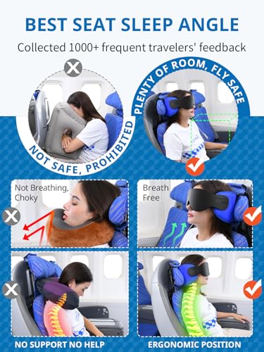 SARISUN Travel Pillows for Airplanes, Stable Head Support, Travel Essential - color: Mottled Grey