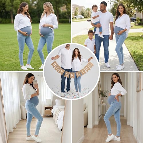 PACBREEZE Women's Maternity Jeans Over Belly Skinny Stretchy Denim Pants Comfy Slim Pregnancy Pants - color: 04: Light Blue2, size: Medium