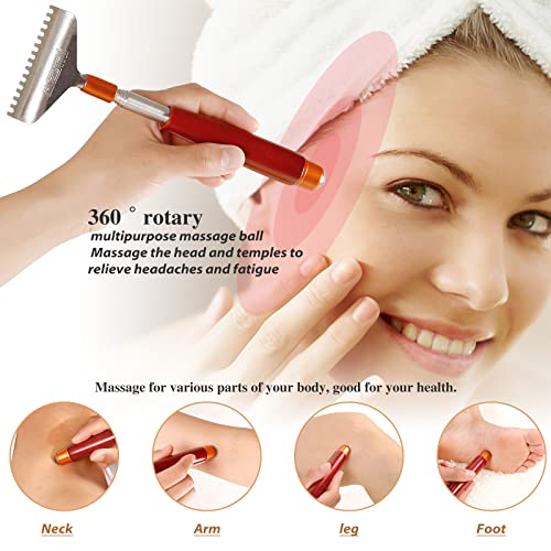 Oversized Back Scratcher Long Wooden Handle with Roller Massager - color: Red, size: L