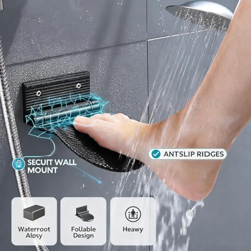 OCEYAUR Shower Foot Rest for Shaving Wall Mounted Pedal Foot Stand Bathroom