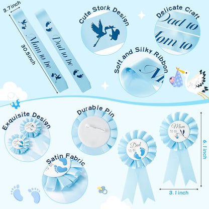 4Pcs Stork Maternity Sash Set for Mom to Be & Dad to Be Baby Shower