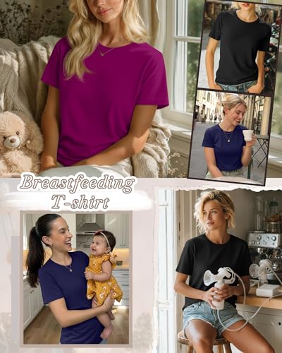 3 Pack Women's Nursing Shirts - color: Fuchsia, Navy Blue, Black, size: X-Large