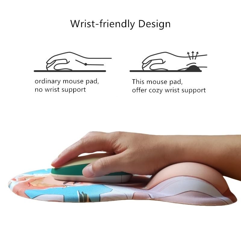 Funny 3D Non-slip Mouse Pad with Wrist Rest Anime for Adults, ML012, Medium - color: ML012