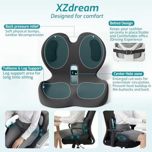 Ergonomic Seat Cushion & Lumbar Support Pillow for Office,Car - color: Charcoal