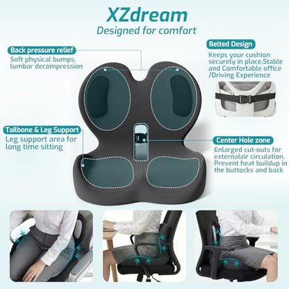 Ergonomic Seat Cushion & Lumbar Support Pillow for Office,Car - color: Charcoal