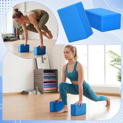 Wettarn 6 Pack EVA Yoga Blocks Bulk, Non Slip Pilates Brick - color: Blue