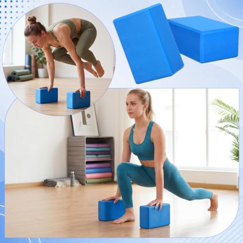Wettarn 6 Pack EVA Yoga Blocks Bulk, Non Slip Pilates Brick - color: Blue